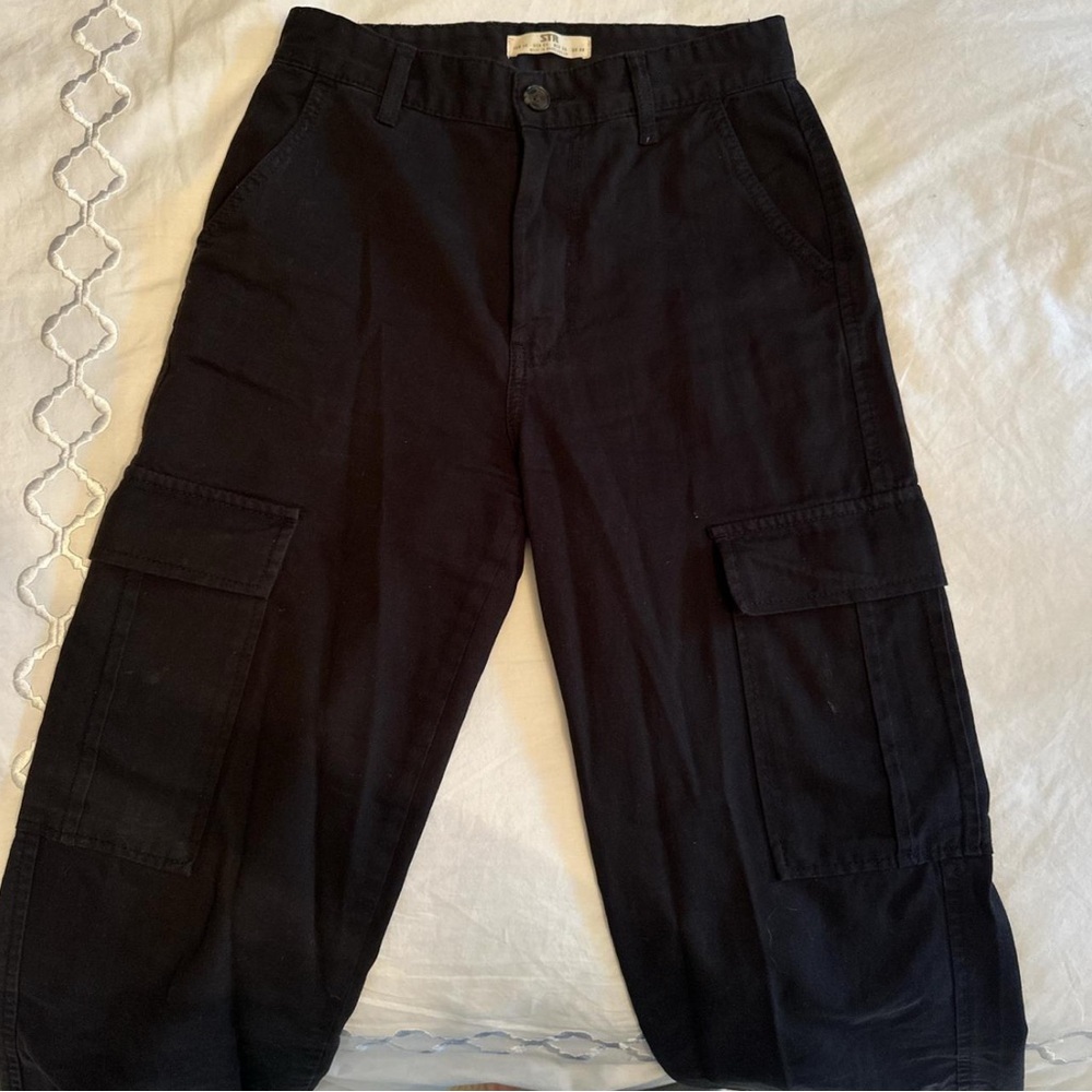 Black Wide Leg Cargo Pants
